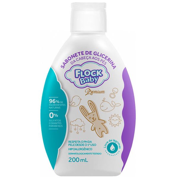 Sabonete de Glicerina da Cabeça aos Pés Flock Baby Premium 200ml