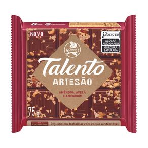 Chocolate Garoto Talento Artesão Amêndoa, Avelã e Amendoim 75g