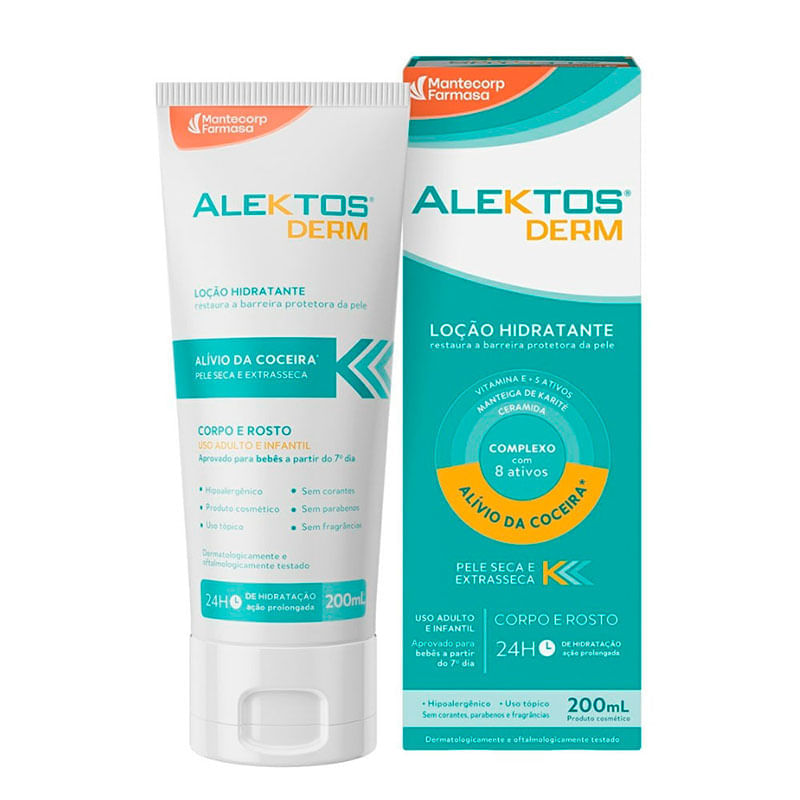 Loção Hidratante Alektos Derm Corpo e Rosto Pele Seca e Extresseca 200ml