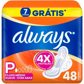 Absorvente Always Super Proteção Suave Com Abas Tamanho P 48 Unidades