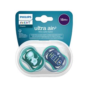 Chupeta Ultra Air Philips Avent 18m+ Azul e Verde 2 Unidades