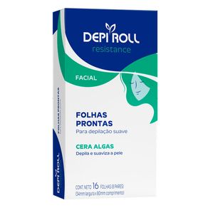 Folhas Depilatórias Facial Depi Roll Resistance Cera de Algas 16 Folhas
