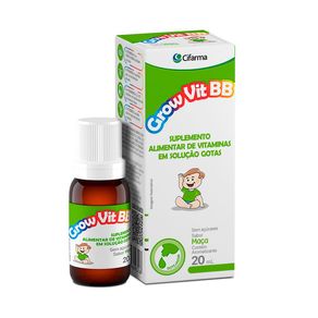 Suplemento Alimentar de Vitaminas Infantil Grow Vit BB Solução Gotas Sabor Maçã 20ml
