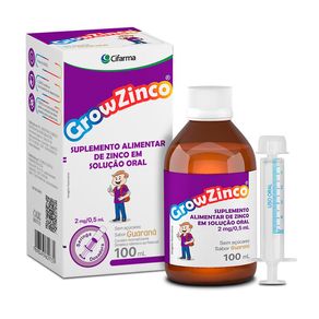Suplemento Alimentar Infantil Grow Zinco 2mg/0,5ml Solução Oral Sabor Guaraná 100ml + Seringa Dosadora