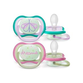 Chupeta Ultra Air Nighttime Philips Avent 0-6m Rosa 2 Unidades