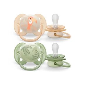 Chupeta Ultra Soft Philips Avent 0-6m Laranja e Verde 2 Unidades