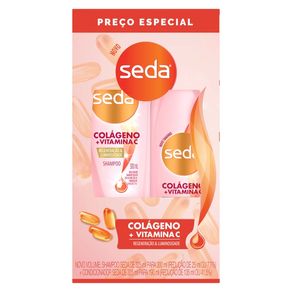 Kit Shampoo Seda Colágeno + Vitamina C 300ml + Condicionador Seda Colágeno + Vitamina C 190ml