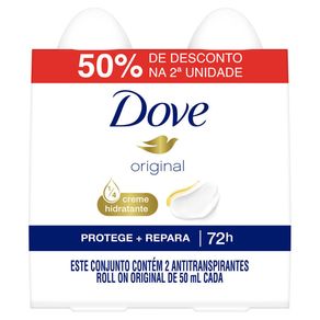 Kit Dove Original Antitranspirante Roll-On Protege+Repara 72h 2 Unidades 50ml Cada
