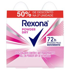 Kit Rexona Powder Dry Atitranspirante Roll On 2 Unidades 50ml Cada
