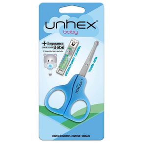 Kit Merheje Unhex Baby Cortador de Unhas + Tesoura Cor Azul