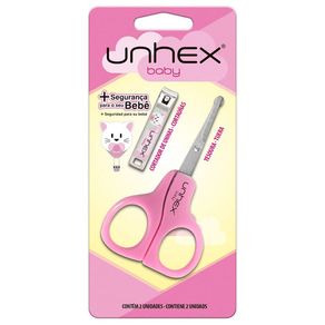 Kit Merheje Unhex Baby Cortador de Unhas + Tesoura Cor Rosa