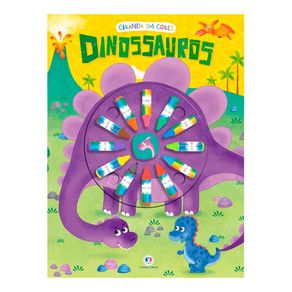 Livro Giz de Cera Dinossauros Ciranda das Cores 1 Unidade