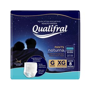 Roupa Íntima Descartável Qualifral Pants Noturna G/XG 8 Unidades