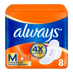 Absorvente Always Suave Com Abas Tamanho M 8 Unidades