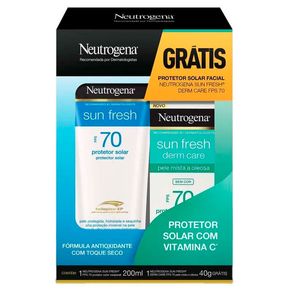 Kit Protetor Solar Corporal Neutrogena Sun fresh FPS70 200ml + Protetor Solar Facial Neutrogena Sun Fresh Derm Care FPS70 40g