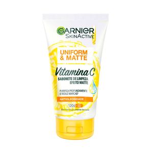 Sabonete Líquido de Limpeza Facial Antioleosidade Garnier SkinActive Uniform & Matte Vitamina C 120g