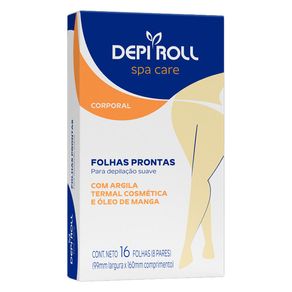 Folhas Depilatórias Corporal Depi Roll Spa Care Com Argila e Óleo de Manga 16 Folhas