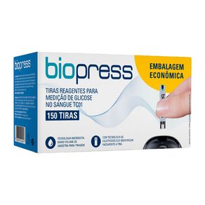 Tiras Reagentes Para Medição de Glicose Biopress 150 Unidades