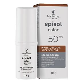 Protetor Solar Facial Episol Color Stick FPS50 Cor Médio Escuro 18g