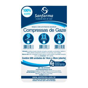 Compressa de Gaze Sanfarma 13 Fios 500 Unidades