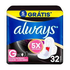 Absorvente Always Noturno Suave Com Abas Tamanho G 32 Unidades
