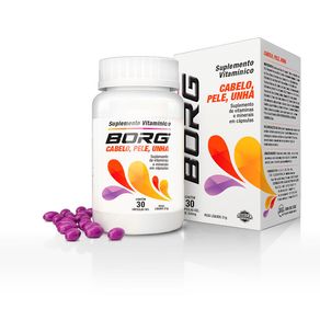 Suplemento Alimentar Borg Cabelo, Pele e Unha 30 Cápsulas Gel