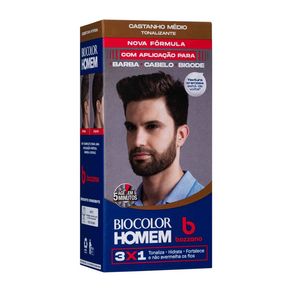 Tonalizante Biocolor Homem Masculino Bozzano Castanho Médio 3x1