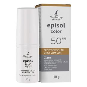 Protetor Solar Facial Episol Color Stick FPS50 Cor Clara 18g