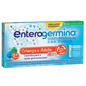 Suplemento Alimentar Probiótico Enterogermina Plus Criança e Adulto 10 Frascos 5ml Cada