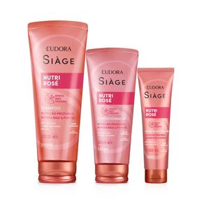 Kit Shampoo Eudora Siàge Nutri Rosé 250ml + Condicionador Eudora Siàge Nutri Rosé 125ml + Leave in Eudora Siàge Nutri Rosé 30ml