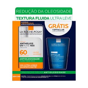 Kit Protetor Solar Facial La Roche-Posay Anthelios Airlicium UVMune 400 Antioleosidade FPS60 Sem Cor 40ml + Gel Limpeza Effaclar Concentrado 50g