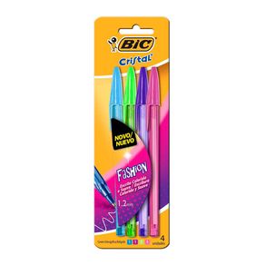 Kit Caneta Esferográfica Bic Cristal Fashion 4 Unidades