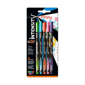 Kit Canetas Hidrográficas Extras Finas Bic Intensity 5 Unidades