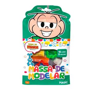 Massa de Modelar Magic Kids Turma da Mônica Verde 12 Cores + 2 Moldes 120g