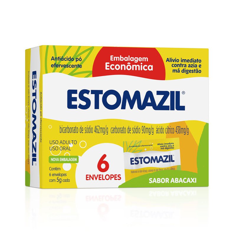 Antiácido Estomazil Pó Efervescente Sabor Abacaxi 6 Sachês