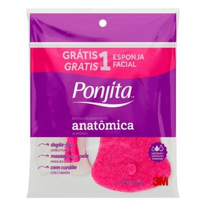 Esponja de Banho 3M Ponjita Anatômica 1 Unidade + Esponja Facial