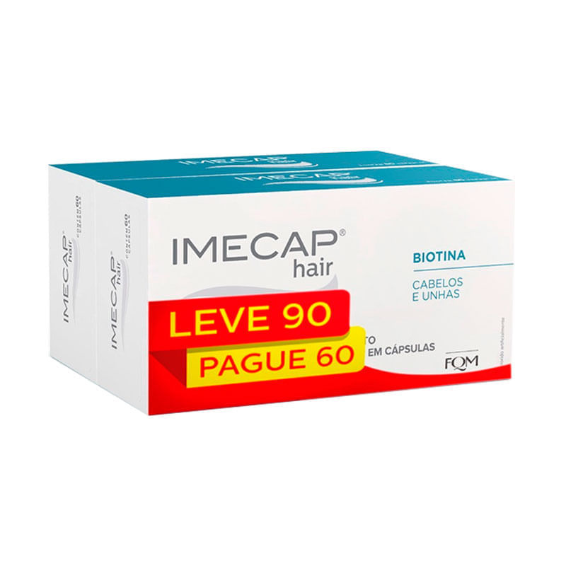 Suplemento Alimentar Imecap Hair Cabelos e Unhas Leve 90 Pague 60 Cápsulas