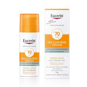 Protetor Solar Facial Antimanchas Creme-Gel Eucerin Sun Oil Control Tinted Cor Clara FPS 70 50ml