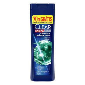 Shampoo Clear Men Limpeza Diária 2 em 1 400ml