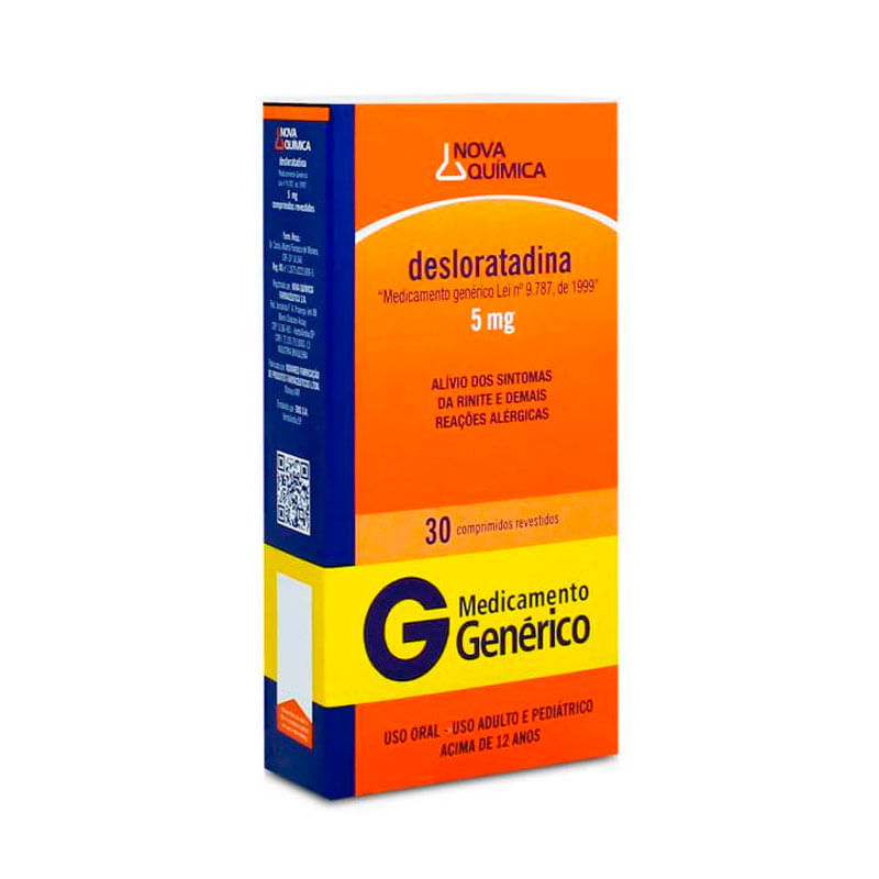 Desloratadina 5mg Nova Química 30 Comprimidos Revestidos