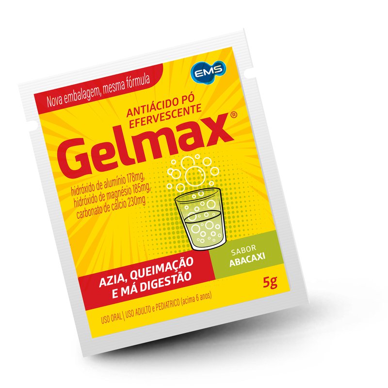 Antiácido Gelmax Pó Efervescente Sabor Abacaxi Sachê 5g