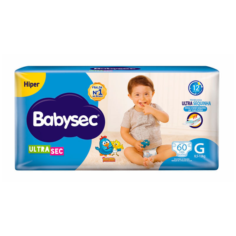 Fralda Babysec Ultrasec Hiper Galinha Pintadinha G 60 Unidades