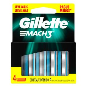 Carga para Aparelho de Barbear Gillette Mach3 4 Unidades