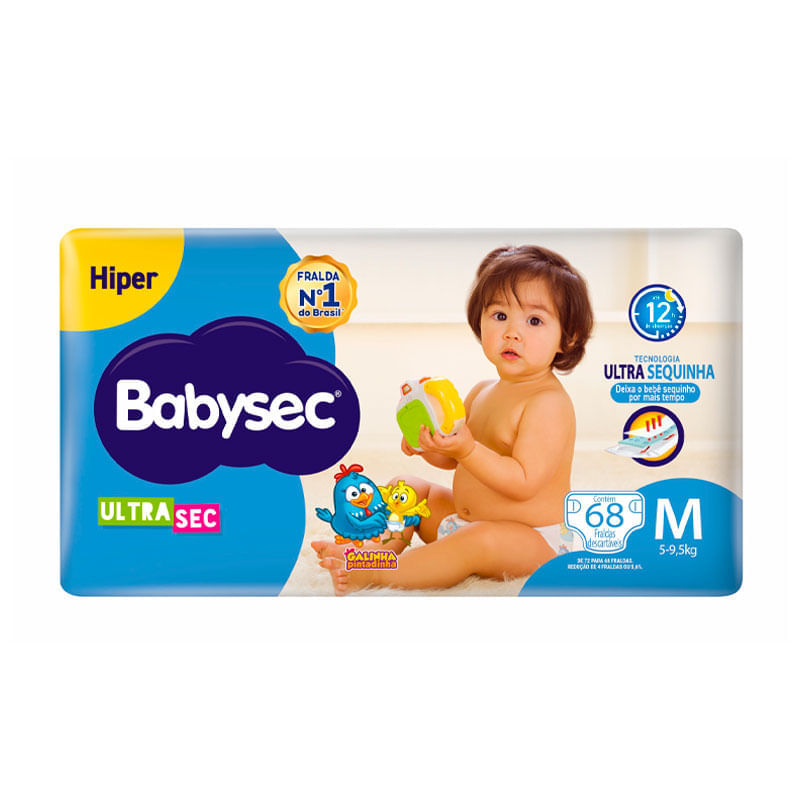 Fralda Babysec Ultrasec Hiper Galinha Pintadinha M 68 Unidades