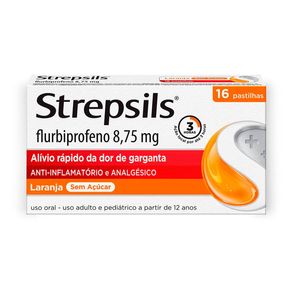 Pastilhas para Garganta Strepsils 8,75mg Sabor Laranja Sem Açucar 16 Pastilhas