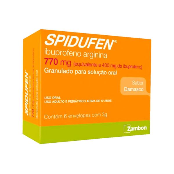 Spidufen 770mg Granulado Para Solução Oral Sabor Damasco 6 Envelopes 3g