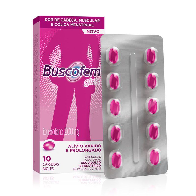 Analgésico Buscofem Girls 200mg 10 Cápsulas Moles
