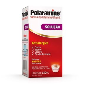 Antialérgico Polaramine 0,4mg/ml Solução Oral Sabor Frutas 120ml + Copo Dosador