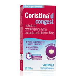 Descongestionante Coristina D Congest 12 Comprimidos Revestidos de Liberação Prolongada