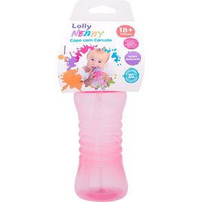 Copo Treinamento Lolly Clean Rosa Com Canudo 300ml